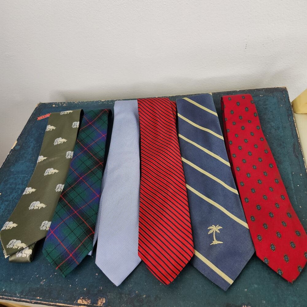 Lot of 6 Variety Brand Men's Ties Boss Nautical Ingles Buchan Silk Wool